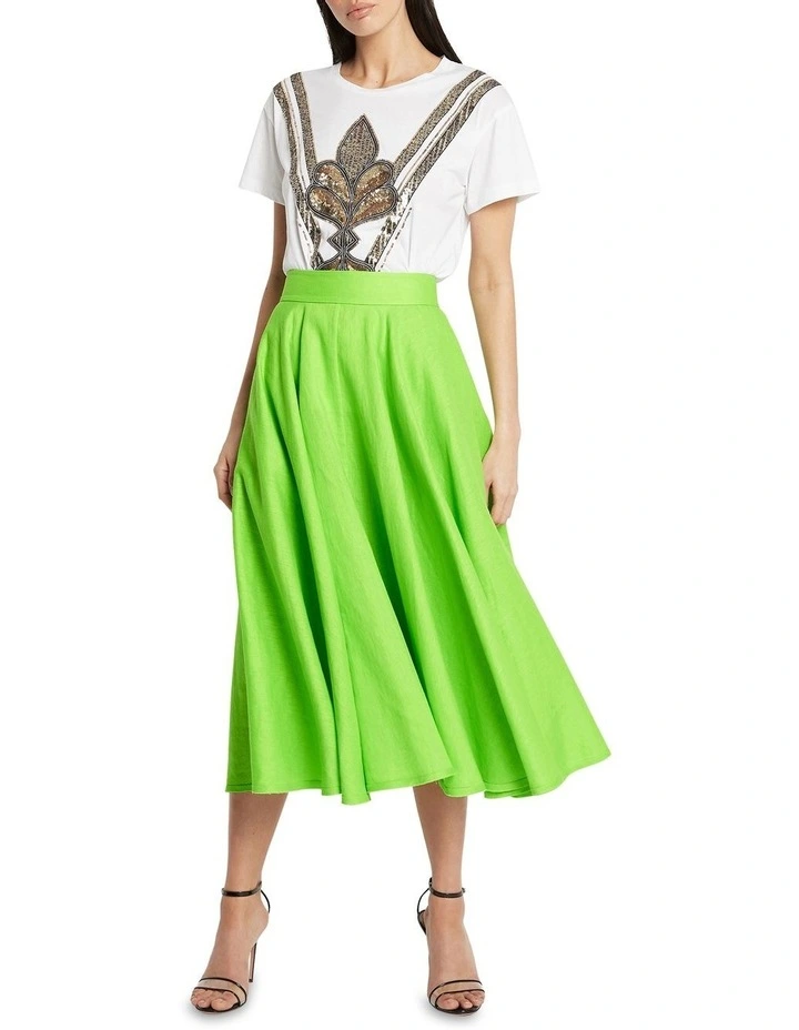 Love Or Lustre Midi Skirt in Neon Green