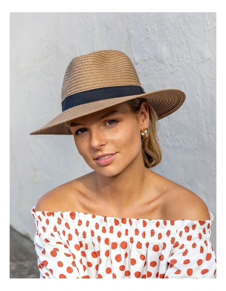 Braided Fedora Hat In Caramel