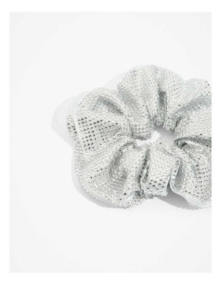 Crystal Scrunchie in Silver Glitter