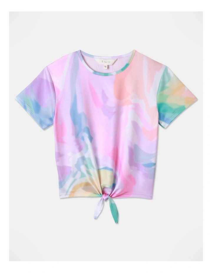 TxActive Short Sleeve Tie Front Top in Rainbow