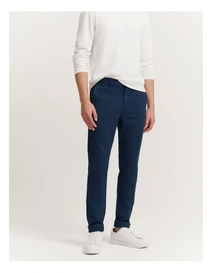 Verified Australian Cotton Tapered Fit Stretch Chino in French Navy