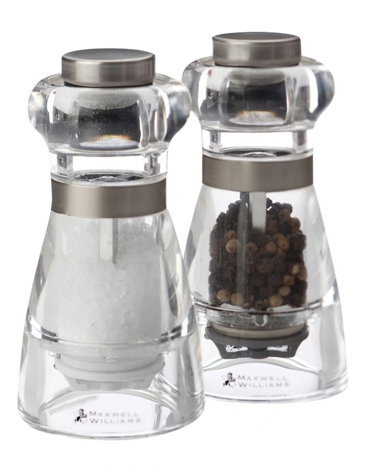 Dynasty Acrylic Salt & Pepper Mill Set 11cm Gift Boxed