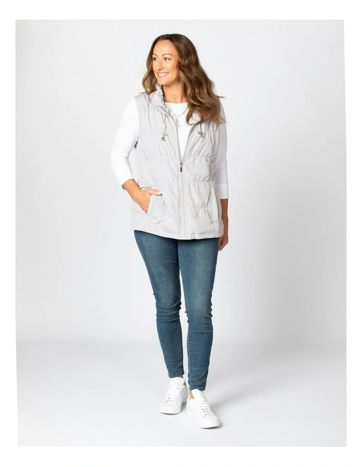 Lakeshore Zip Up Ruched Vest in Pewter