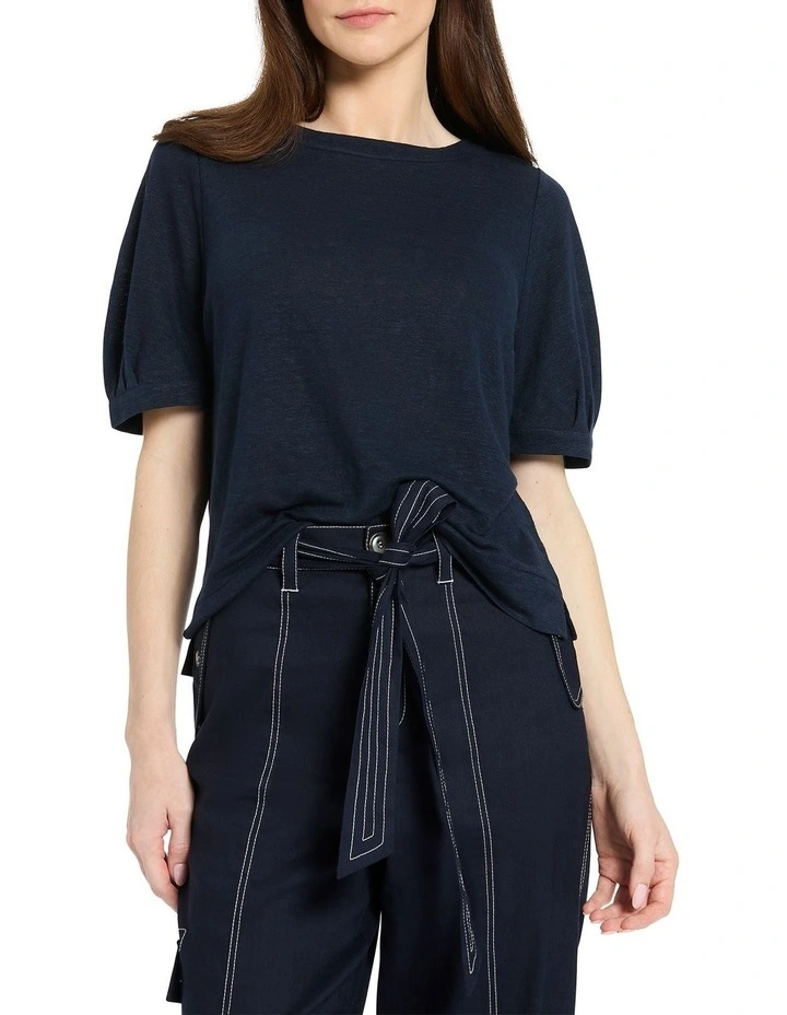 Mina Linen Tee in Midnight