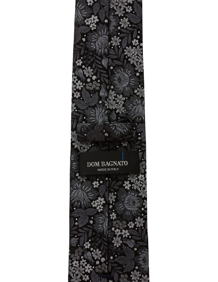 Flora Silk Tie in Black