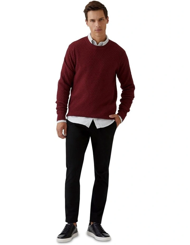 Toby Textured Cotton Knit in Port