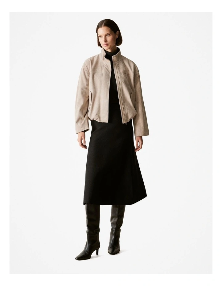 Suede Cropped Blouson Jacket in Atmosphere