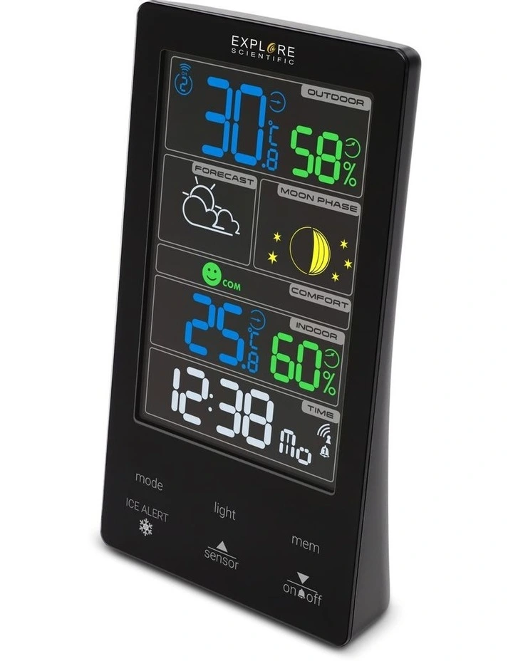 Vertical Touch Key Avanced Weather Station Black