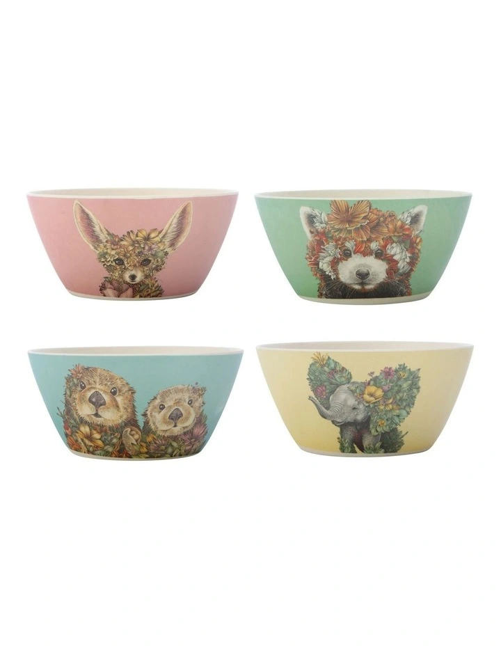 Marini Ferlazzo Wild Planet Bamboo Bowl 14.5cm Set of 4 Assorted Boxed