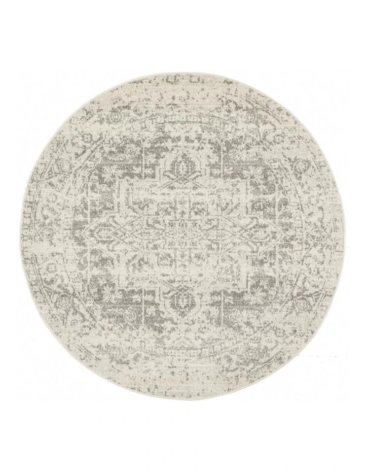 Evoke Dream White Silver Transitional Round Rug