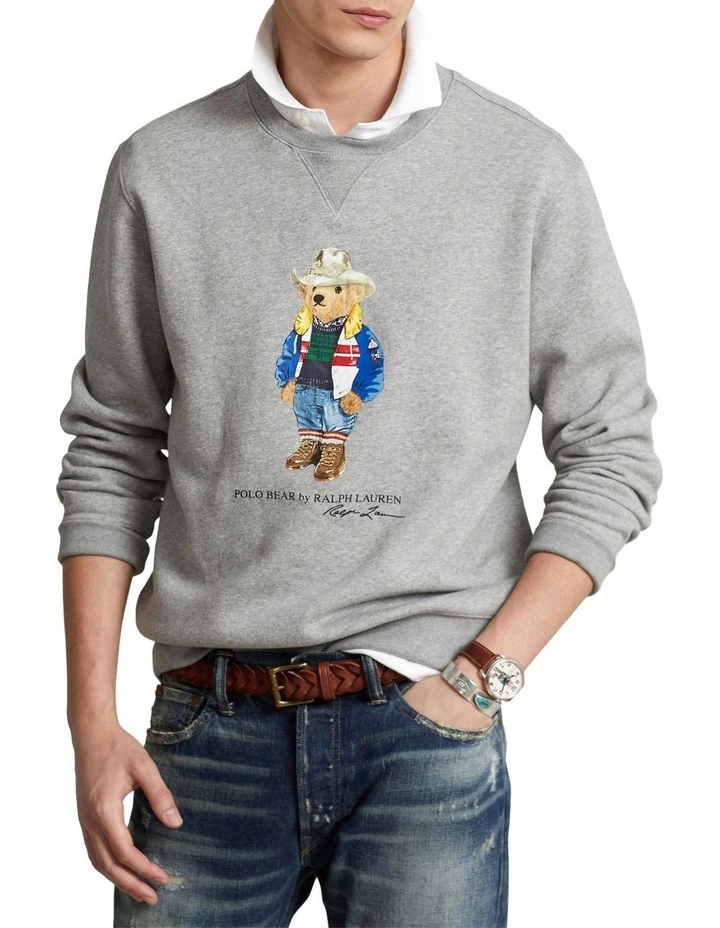 Polo Bear Fleece Sweatshirt in Grey