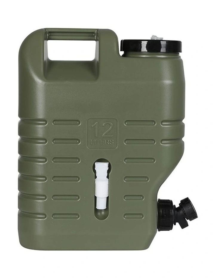 Water Container Jerry Can Outdoor Camping 12L Barrel in Green