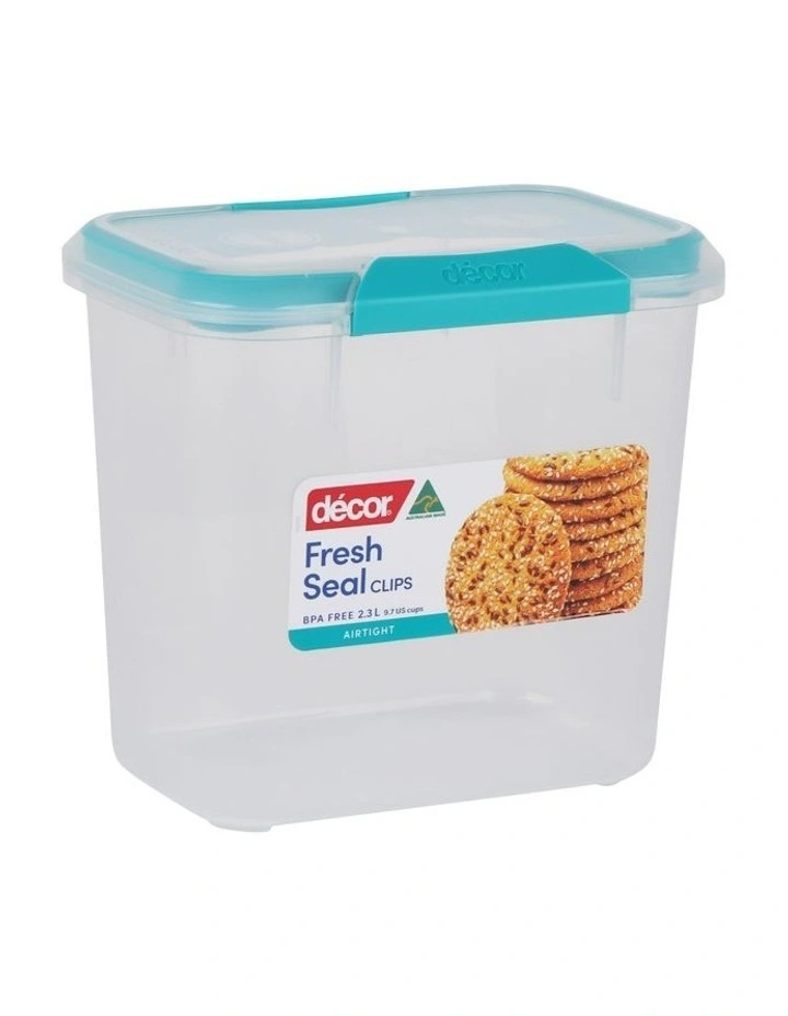 Fresh Seal Clips 2.3L Tall Oblong Food Storage Clear/Blue