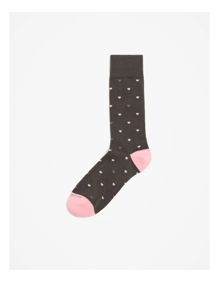 Australian Cotton Blend Heart Sock in Charcoal