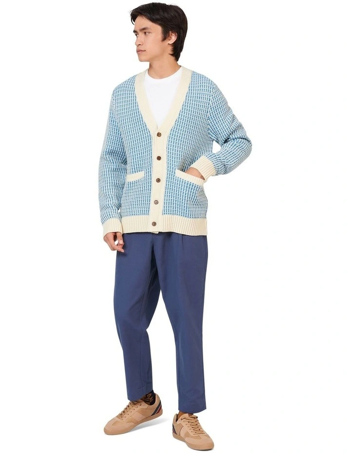 Bicolour Textured Cardigan in White