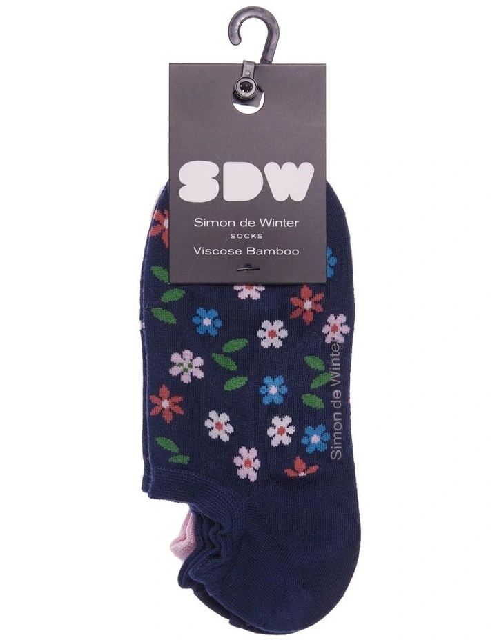 Patterned Low Cut Socks 2 Pack Ditsy in Multi