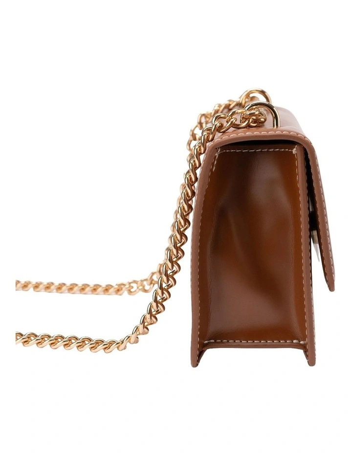 Alicia Glossy Leather Crossbody in Brown