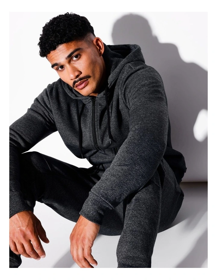 Mitchell Zip Thru Hoodie in Charcoal