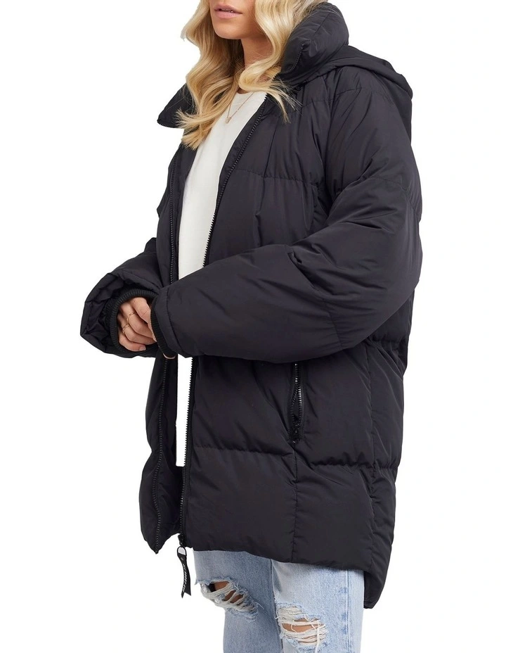 Remi Luxe Midi Puffer Jacket in Black