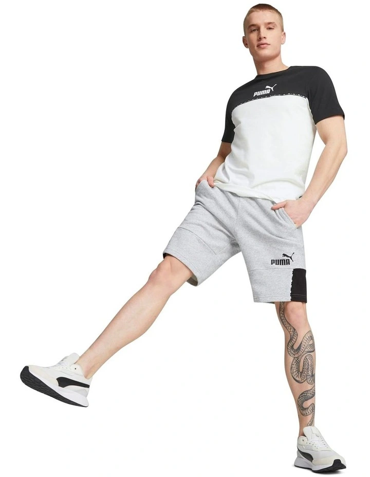 Ess Block X Tape Shorts in Light Gray Heather