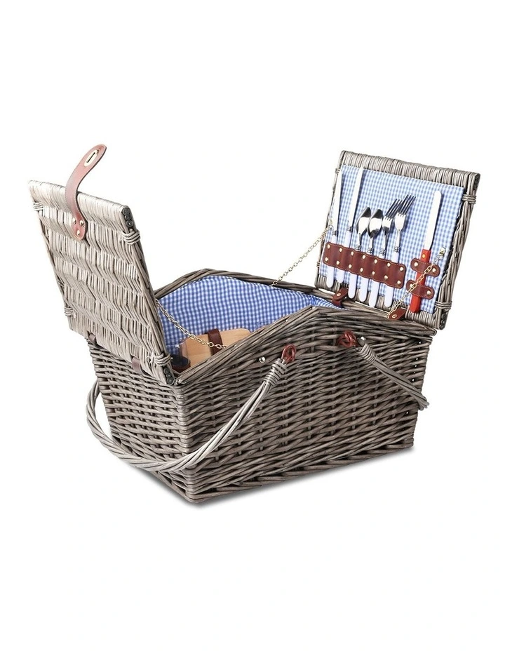 Deluxe 4 Person Picnic Basket in Brown