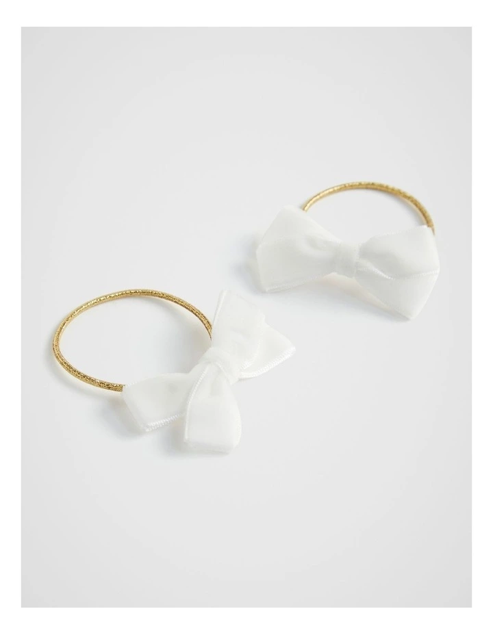 Velvet Bow Elastics in Creme