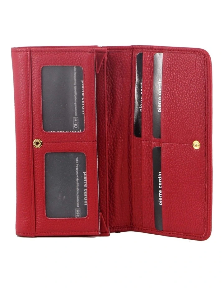 Italian Leather Multi-Compartment Wallet in Red