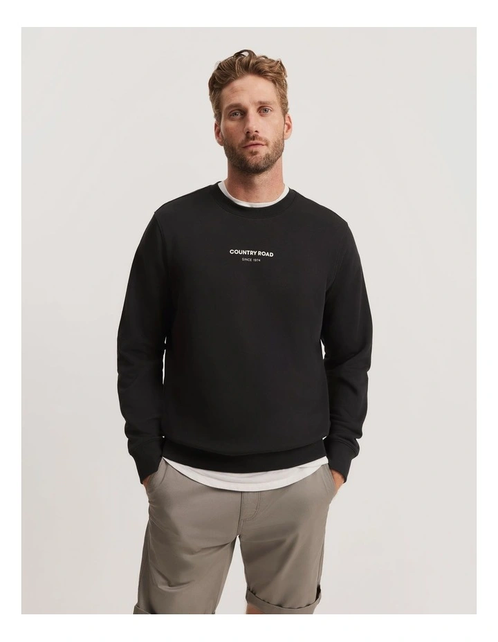 Australian Cotton Modern Logo Sweat in Black