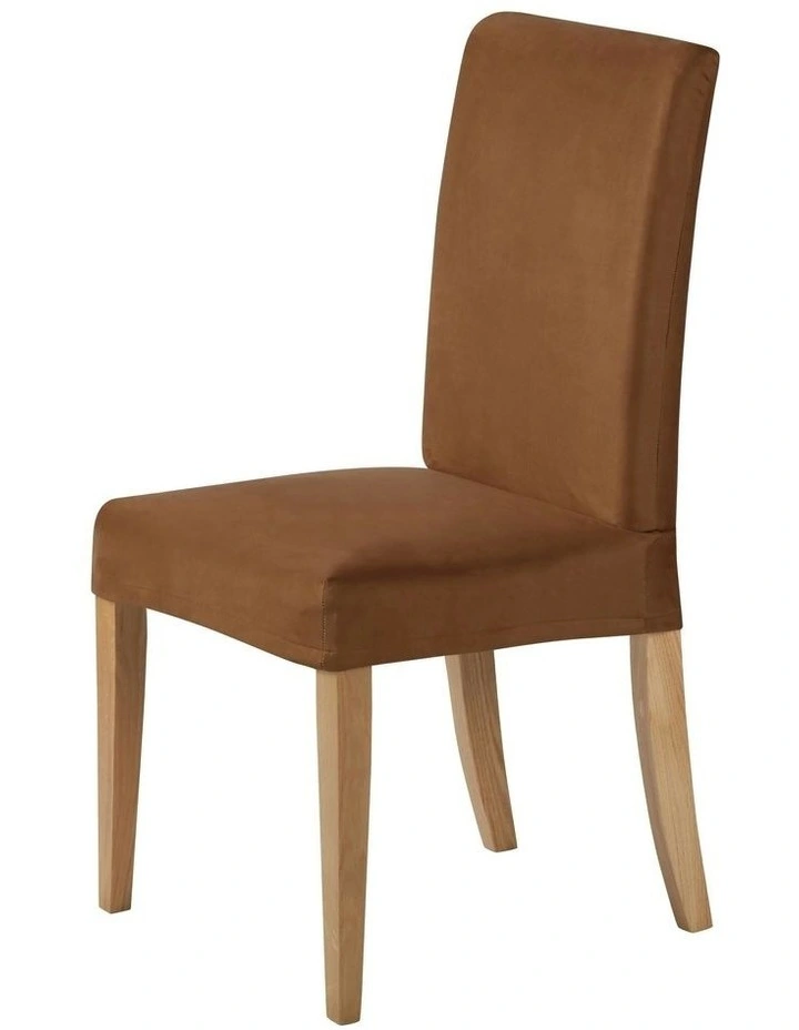 Premium Faux Suede Charcoal Dining Chair Cover in Brown