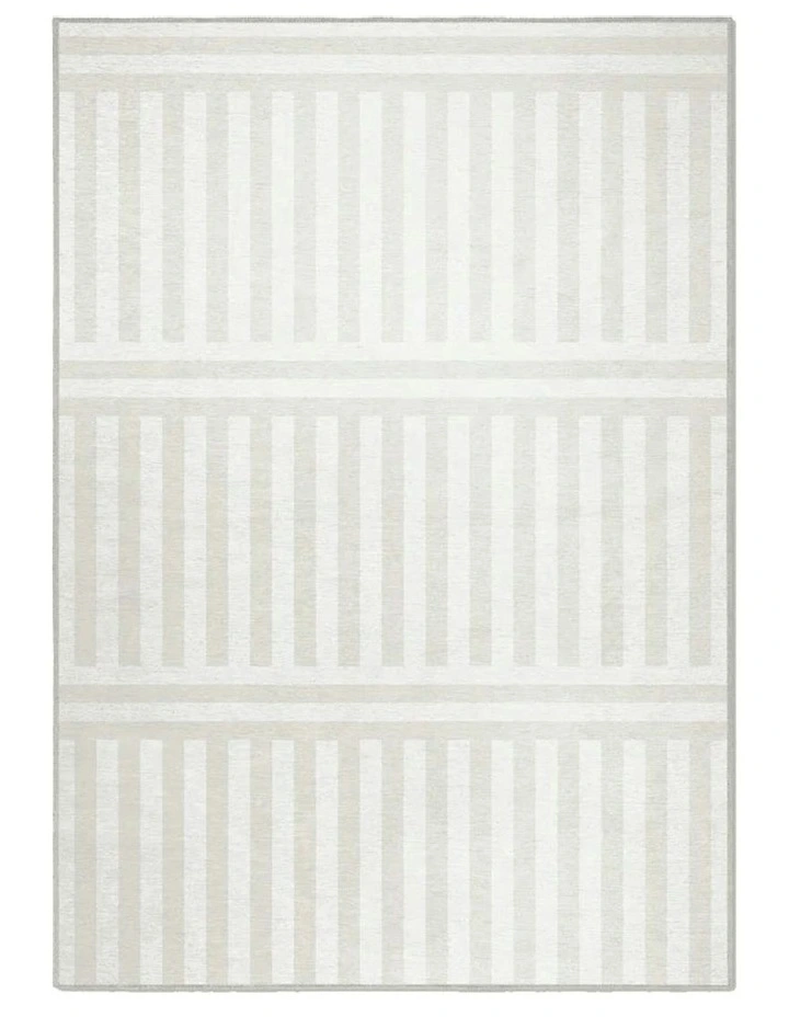 Plinth Washable Chenille Area Rug in Bone