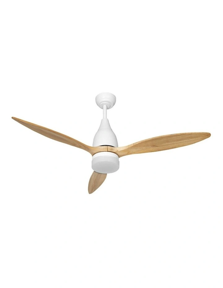 Ceiling Fan 52 inch with Remote and LED Light Timer in Light Wood