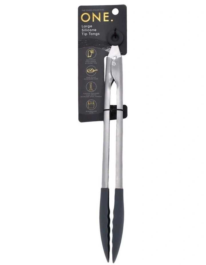 Large Silicone Tip Tongs 30cm in Black