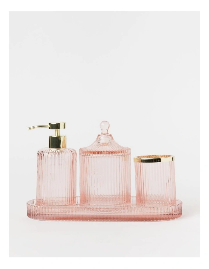 Glass Bathroom Accessories in Pink