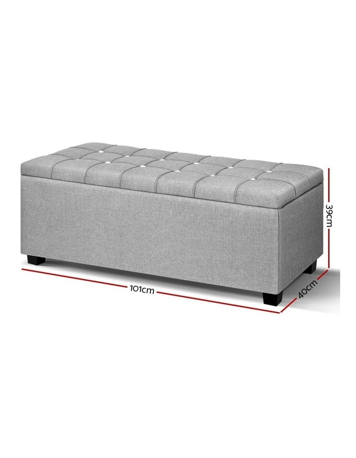 Artiss Blanket Box Storage Ottoman Fabric Foot Stool Sofa Chair Bed Toy Pouf