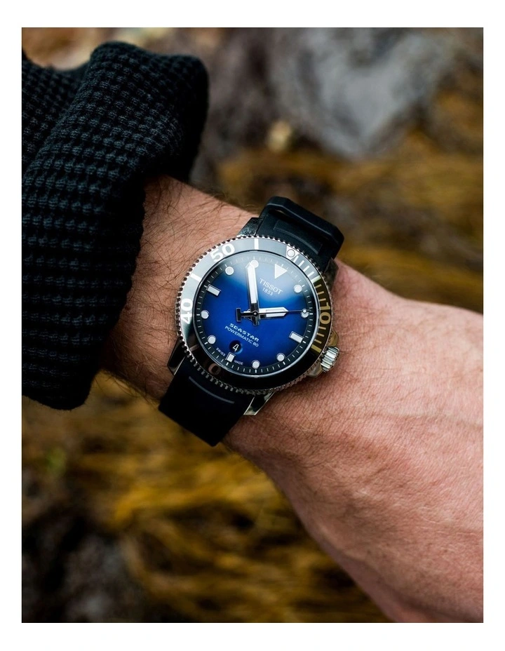 Seastar 1000 Powermatic 80 T1204071704100 Automatic Watch in Blue