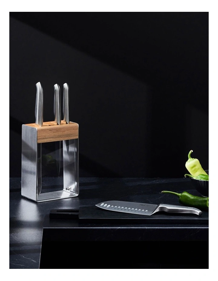 Pro Stainless Steel Knife Block 5 Piece Set