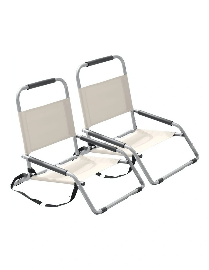 Folding Beach Chair 2 Pack in Natural