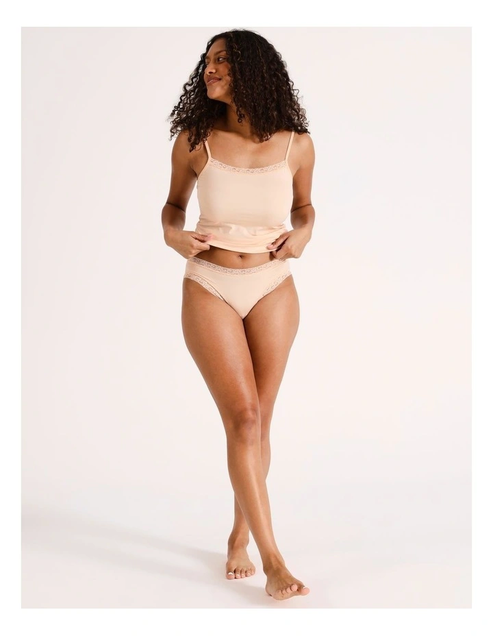 Smooth with Lace Bikini Brief in Beige