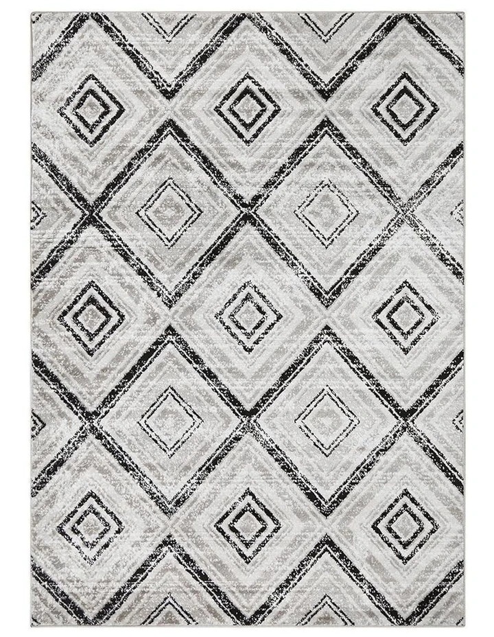 Sabrina Geo Diamonds Rug in Grey/Black