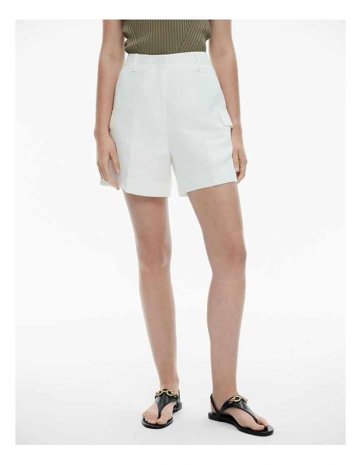Linen Viscose Utility Short in Chalk