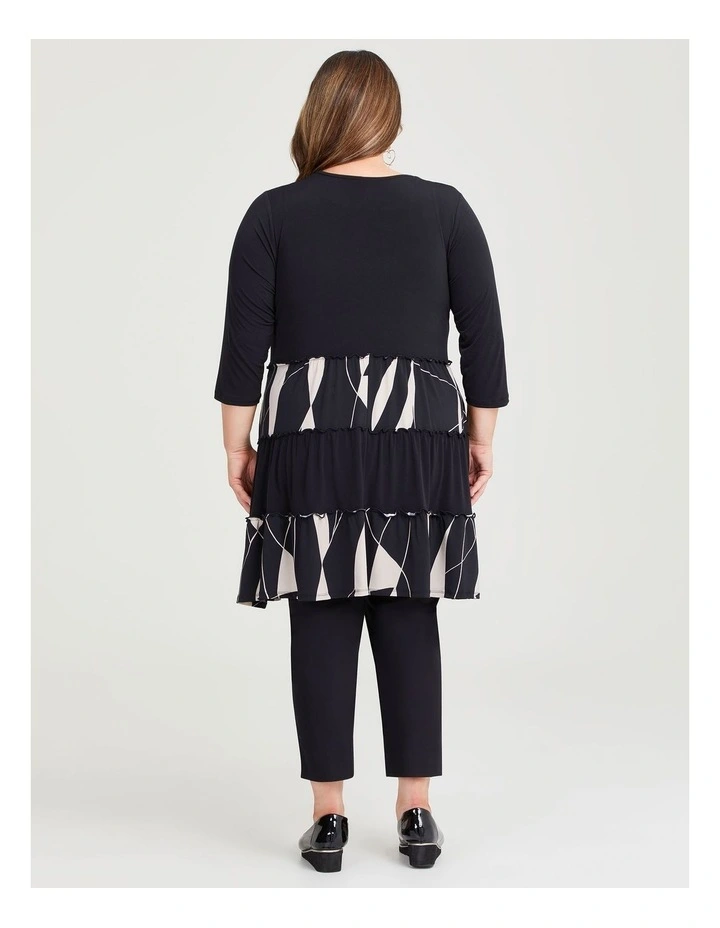 Tier Layer Spliced Tunic in Black Print