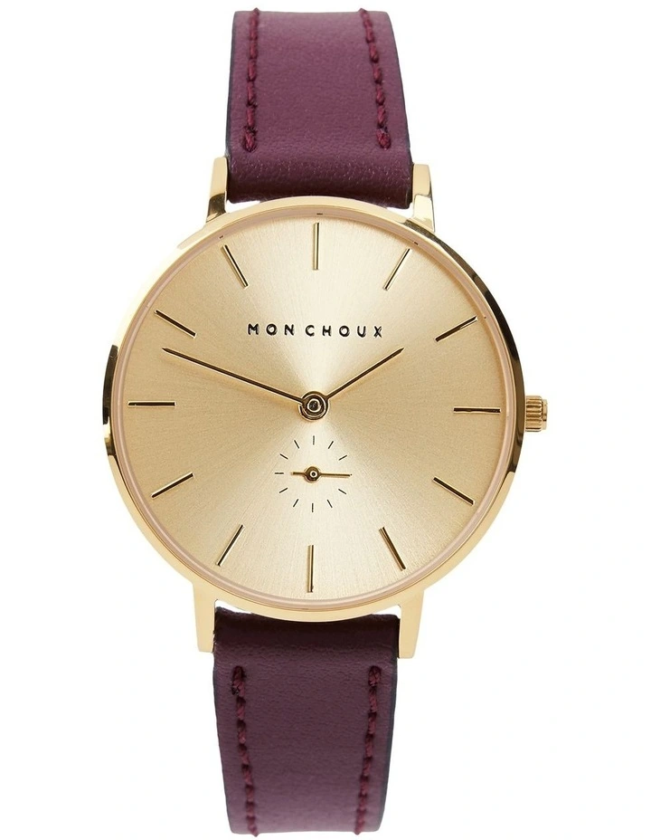 Lille Burgundy Grape Vegan Leather Watch 32mm in Gold