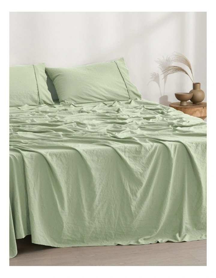 Superfine Washed Microfibre Sheet Set in Sage Green