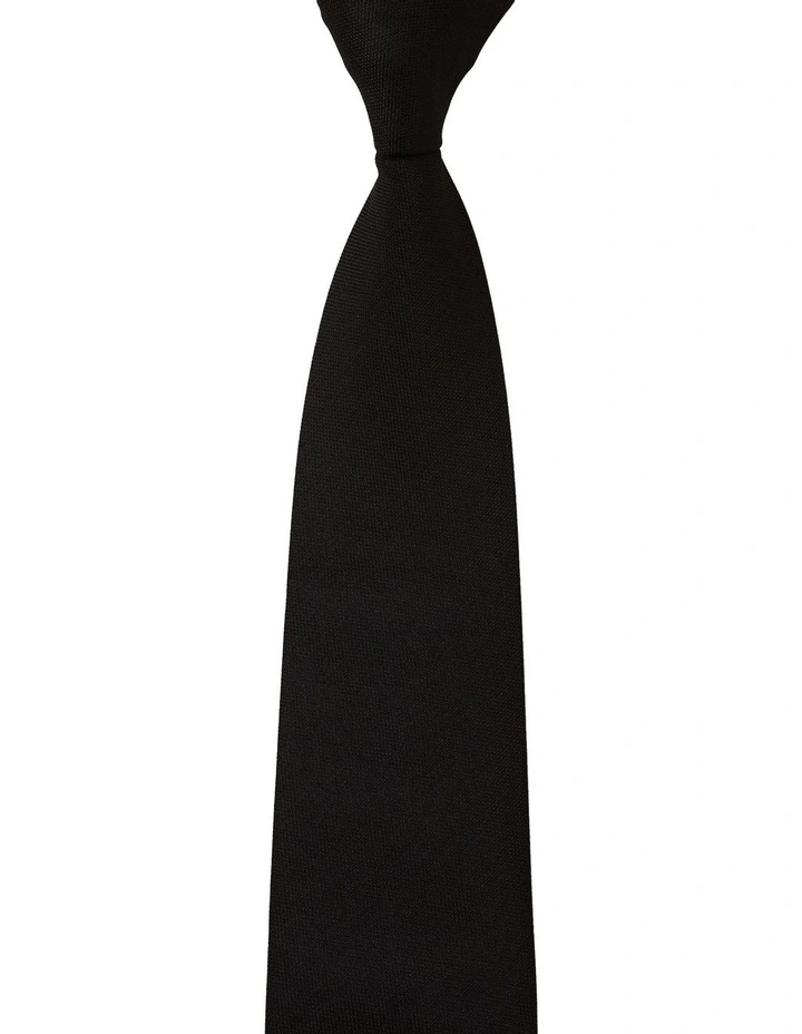 Textured Silk Slim Tie in Black