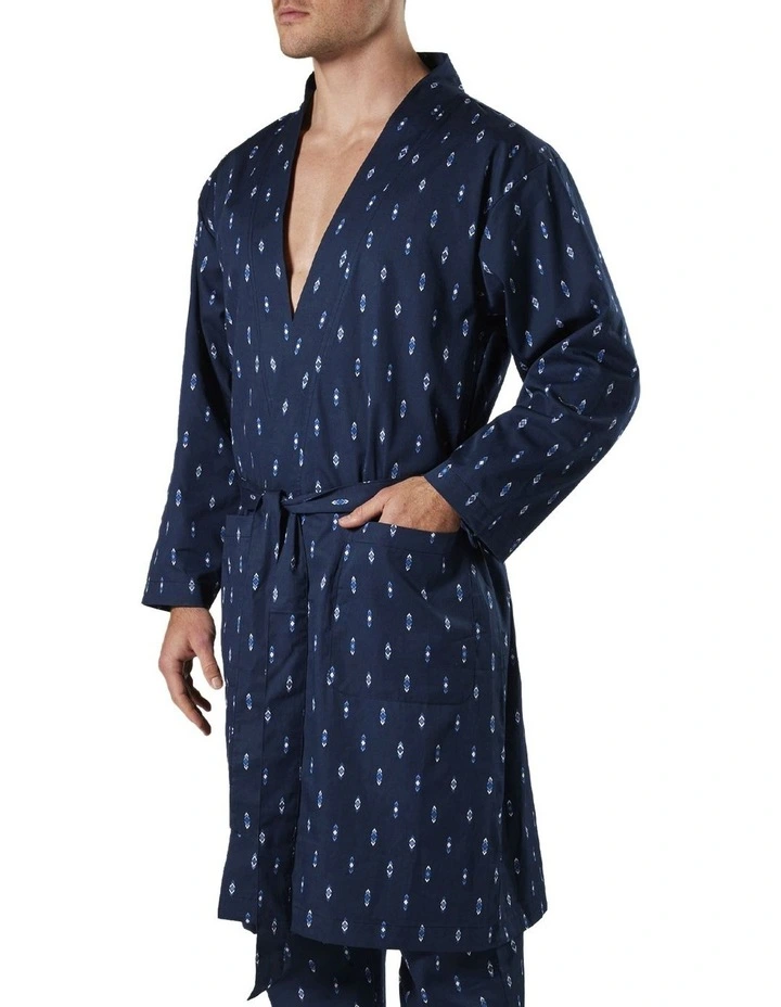 Flint Cotton Robe in Navy