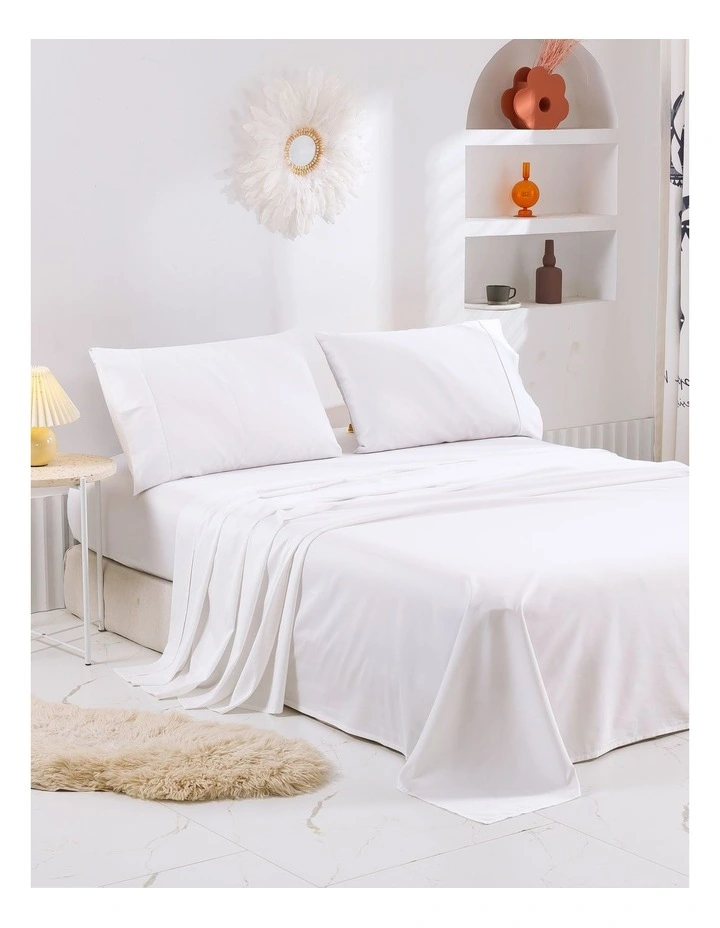 Bamboo Cotton Blend Sateen Sheet Set in White