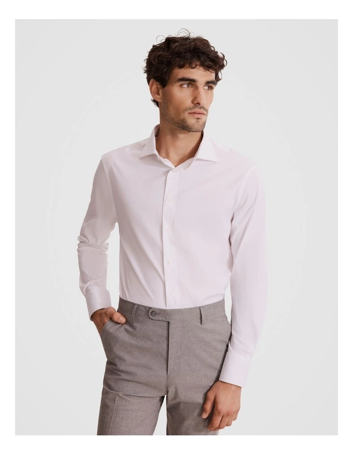 Tailored Fit Super Fine Cotton Stretch Shirt in White