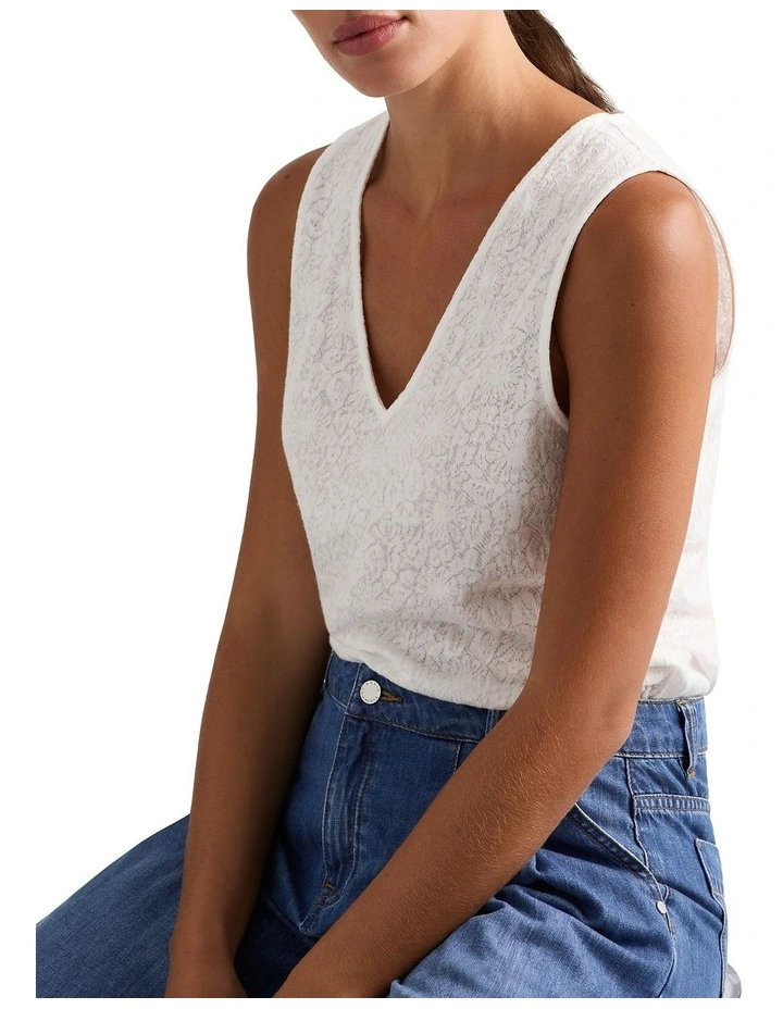 Lien Lace Tank in White