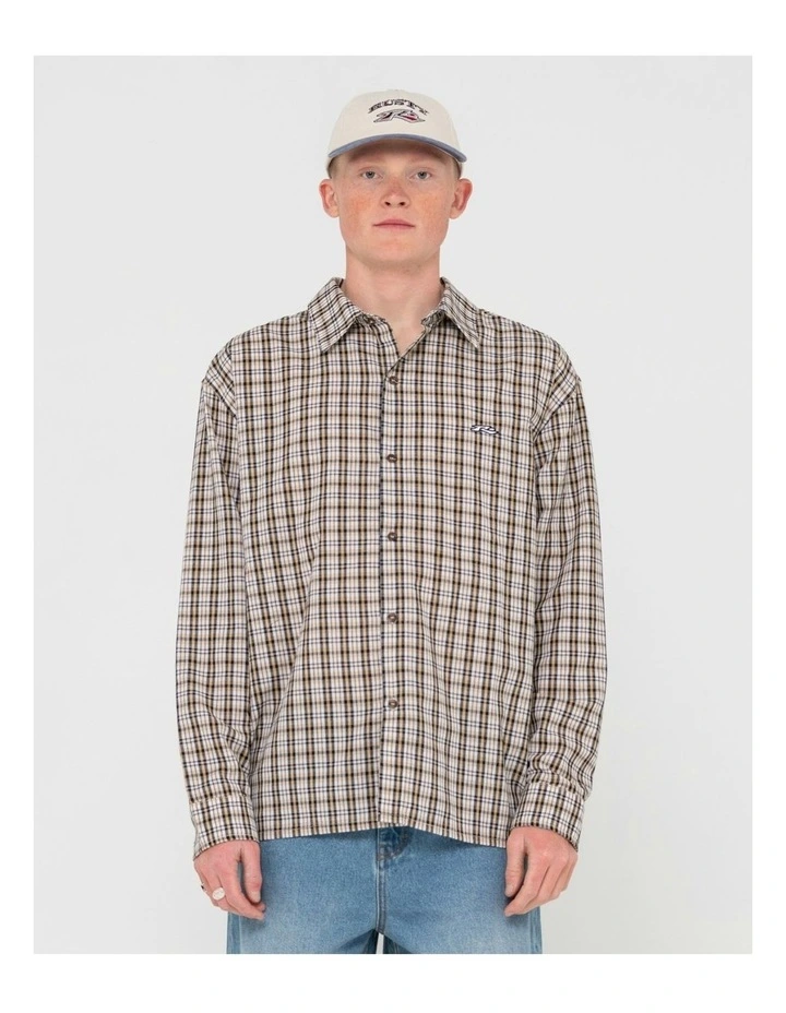 Datsun Check Long Sleeve Shirt in Natural