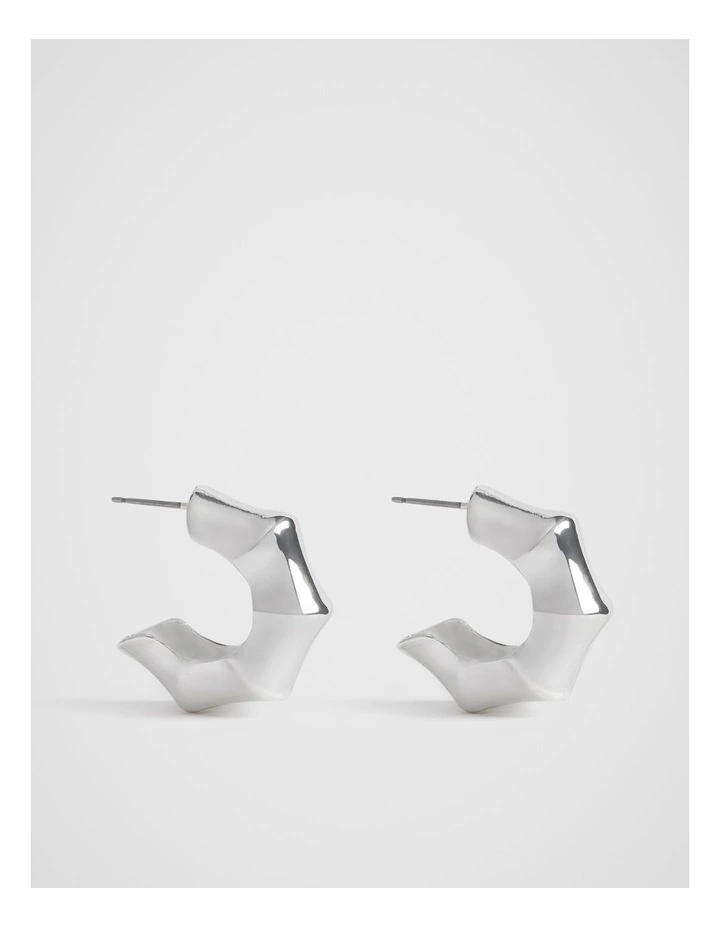 Small Angular Hoop Earings in Silver